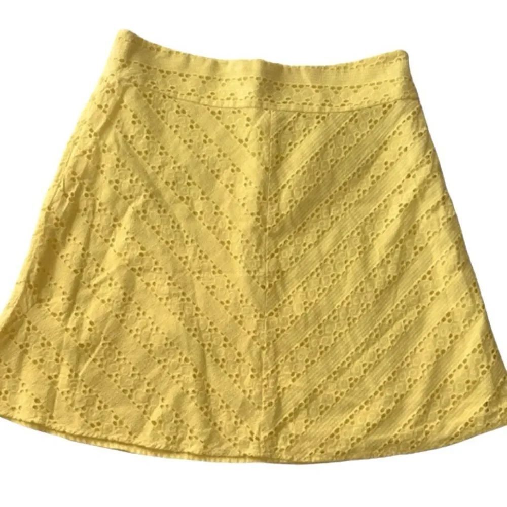 Ann Taylor Woman ButterYellow Eyelet Mini A-Line 100% Cotton Summer Skirt Sz 12P